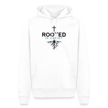 Enracinée en Jésus - Don chrétien - Sweat à capuche Premium bio Homme - blanc - Devant - Nico (187cm)