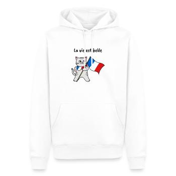Frankreich katze Geschenk lustig urlaub - Männer Premium Bio Hoodie - Weiß - Vorne - Nico (187cm)