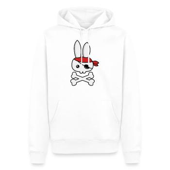 Lapin pirate - Sweat à capuche Premium bio Homme - blanc - Devant - Nico (187cm)
