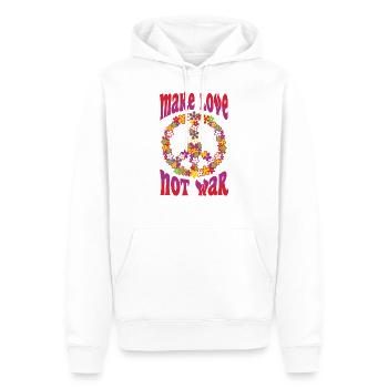 Make Love Not War Mach Liebe kein Krieg Hippie - Männer Premium Bio Hoodie - Weiß - Vorne - Nico (187cm)