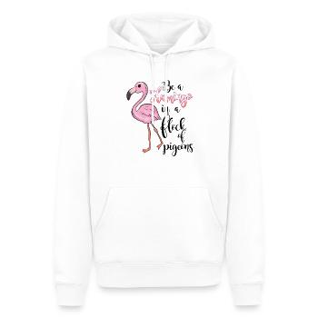 Flamingo avec énonciation spirituelle - Sweat à capuche Premium bio Homme - blanc - Devant - Nico (187cm)