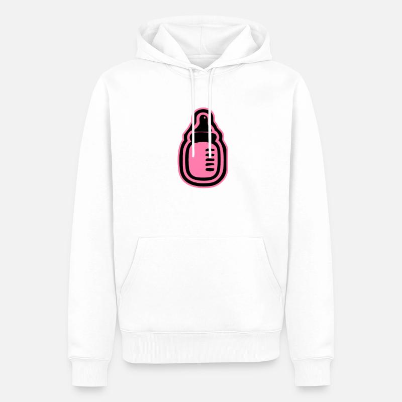 Biberon de lait rose - Sweat à capuche Premium bio Homme - blanc