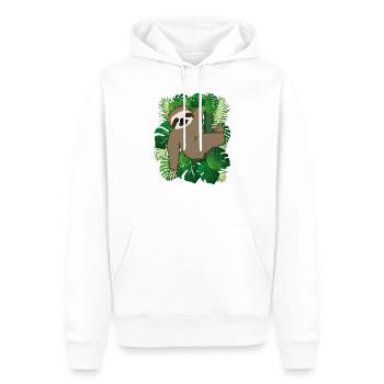 Chemise de paresse douce avec des plantes en arrière-plan - Sweat à capuche Premium bio Homme - blanc - Devant - Nico (187cm)