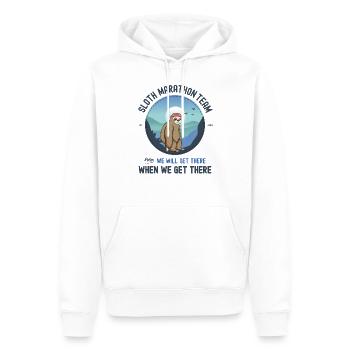 Faultier Marathon, Faultier Marathon Team - Männer Premium Bio Hoodie - Weiß - Vorne - Nico (187cm)