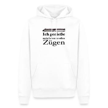 Ich genieße mein Leben in vollen Zügen - Männer Premium Bio Hoodie - Weiß - Vorne - Nico (187cm)
