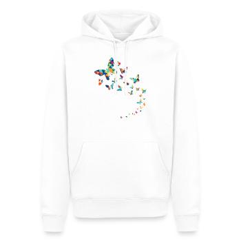Schmetterlinge im Flug Bunt Geometrisch - Männer Premium Bio Hoodie - Weiß - Vorne - Nico (187cm)