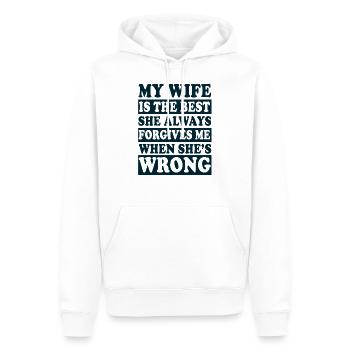 Meine Frau ist das Beste, was sie mir immer vergibt, wenn - Männer Premium Bio Hoodie - Weiß - Vorne - Nico (187cm)