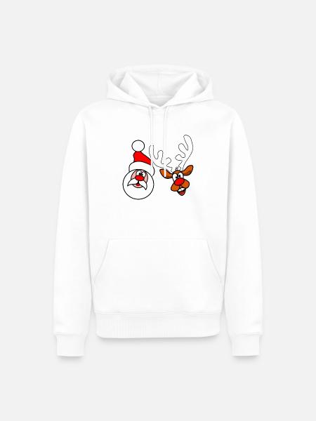 Santa Claus & Reindeer - Men’s Premium Organic Hoodie - white
