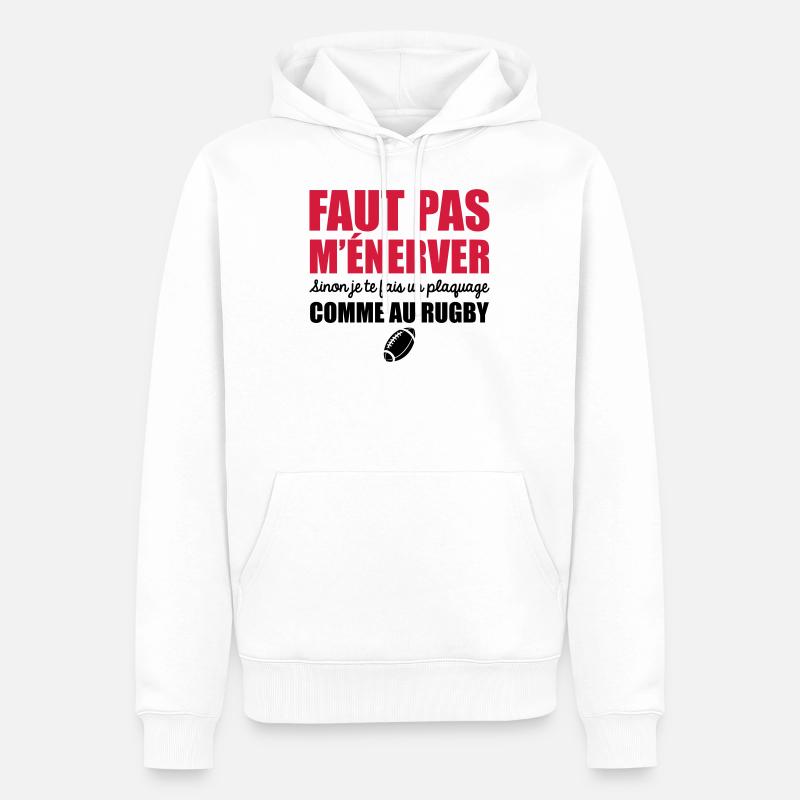 je te fais un plaquage comme au rugby - Sweat à capuche Premium bio Homme - blanc