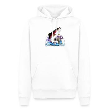 Chuchoteur de truite - Sweat à capuche Premium bio Homme - blanc - Devant - Nico (187cm)