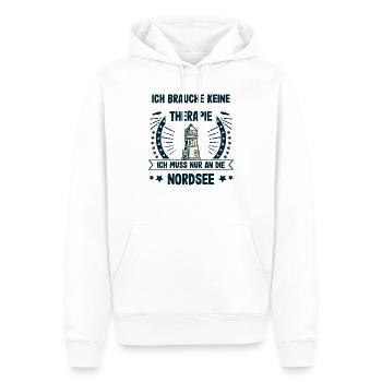 Je dois aller en mer du nord - Sweat à capuche Premium bio Homme - blanc - Devant - Nico (187cm)