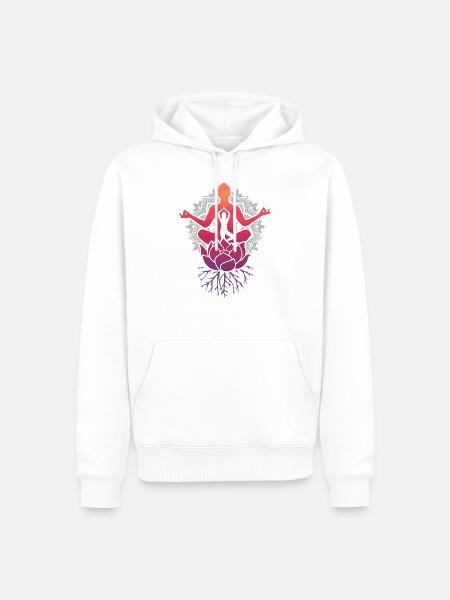Yoga Meditation Lotusblüte - Männer Premium Bio Hoodie - Weiß