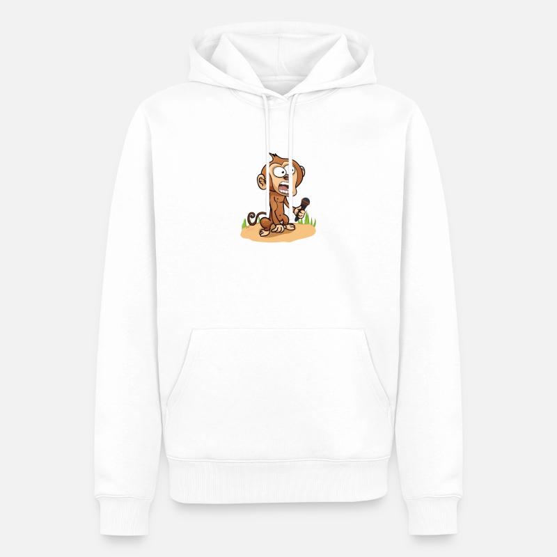 Affe Äffchen Banane Sänger - Männer Premium Bio Hoodie - Weiß
