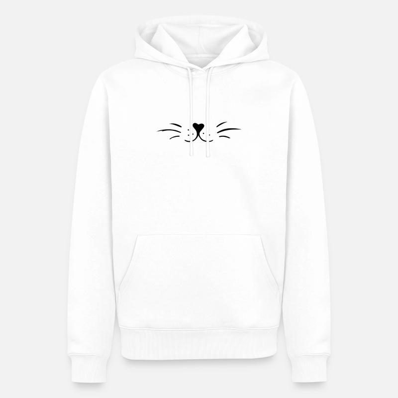 Conception de visage de chat minimaliste mignon - Sweat à capuche Premium bio Homme - blanc