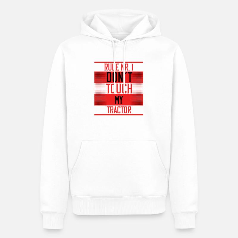 DONT TOUCH MY TRACTOR - Männer Premium Bio Hoodie - Weiß