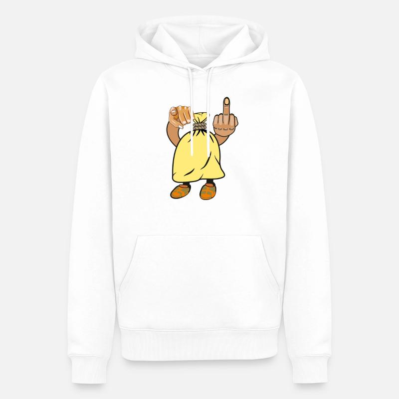 Sack Mittelfinger Hand Zeigefinger - Männer Premium Bio Hoodie - Weiß