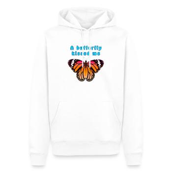 Papillon Un papillon m'a embrassé - Sweat à capuche Premium bio Homme - blanc - Devant - Nico (187cm)