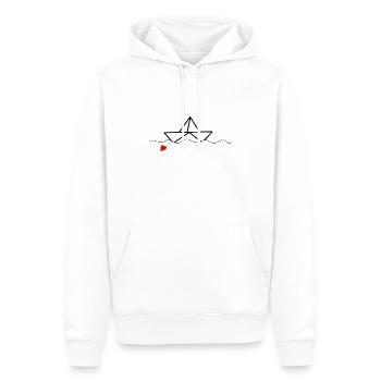 Papierschiffchen mit Herz Papierboot Boot Maritim - Männer Premium Bio Hoodie - Weiß - Vorne - Nico (187cm)