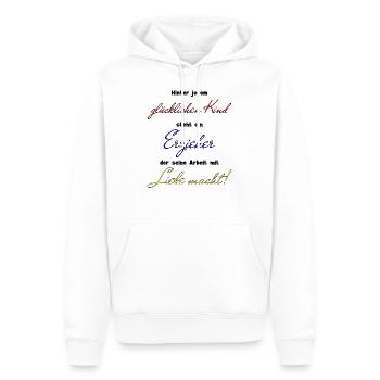 Hinter jedem glücklichen Kind- Erzieher mit Liebe - Männer Premium Bio Hoodie - Weiß - Vorne - Nico (187cm)