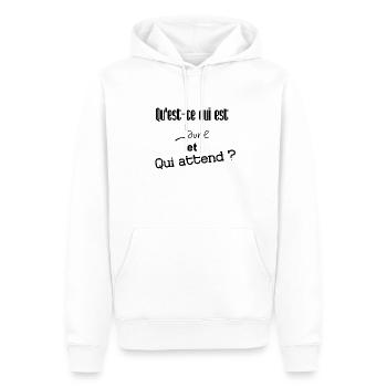 Qu'est-ce qui est jaune et qui attend ? - Sweat à capuche Premium bio Homme - blanc - Devant - Nico (187cm)