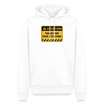 Amusant panneau d'avertissement attention drôle drôle - Sweat à capuche Premium bio Homme - blanc - Devant - Nico (187cm)