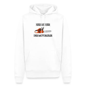 Herrscher der Motorsäge Forst Förster Forstwirt - Männer Premium Bio Hoodie - Weiß - Vorne - Nico (187cm)