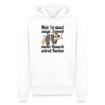 Faultier Kuchen Sport Essen Schlafen Geschenk - Männer Premium Bio Hoodie - Weiß - Vorne - Nico (187cm)