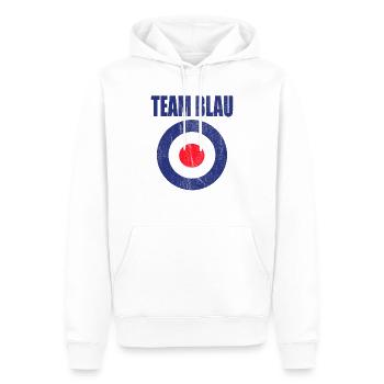 Britisch Target Team blau Bullseye Paintball - Männer Premium Bio Hoodie - Weiß - Vorne - Nico (187cm)