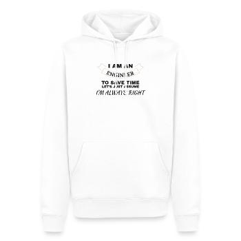 Ingenieurgeschenk Ich bin Ingenieur Ich habe immer Recht - Männer Premium Bio Hoodie - Weiß - Vorne - Nico (187cm)