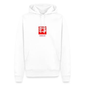 Aufgehende Sonne - Männer Premium Bio Hoodie - Weiß - Vorne - Nico (187cm)