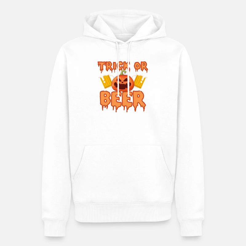 Trick oder Bier Lustiges Halloween - Männer Premium Bio Hoodie - Weiß