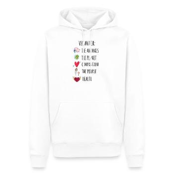 Vegan For Everything | Veganism vegan gift - Men’s Premium Organic Hoodie - white - Front - Nico (187cm)