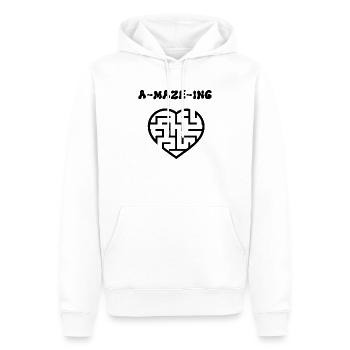 Amazing Maze Amour Coeur - Sweat à capuche Premium bio Homme - blanc - Devant - Nico (187cm)