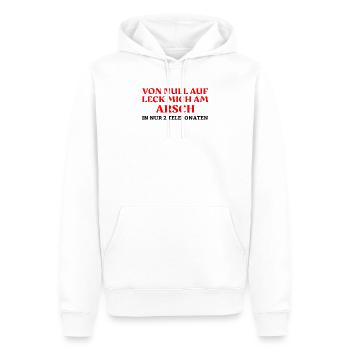 von null auf leck mich am Arsch in Telefonaten - Männer Premium Bio Hoodie - Weiß - Vorne - Nico (187cm)