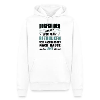 Dorfkinder wissen - Betrunken - Dorffest - black - Männer Premium Bio Hoodie - Weiß - Vorne - Nico (187cm)