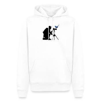 Photographie d'oiseaux Photographe d'oiseaux | Observation des oiseaux - Sweat à capuche Premium bio Homme - blanc - Devant - Nico (187cm)