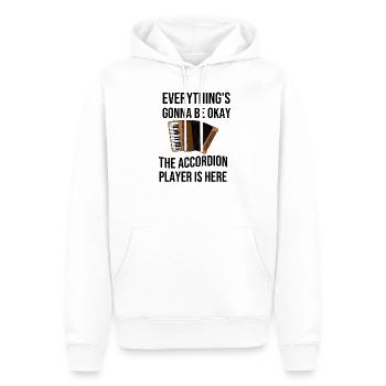 Tout ira bien, l'accordéoniste est là - Sweat à capuche Premium bio Homme - blanc - Devant - Nico (187cm)