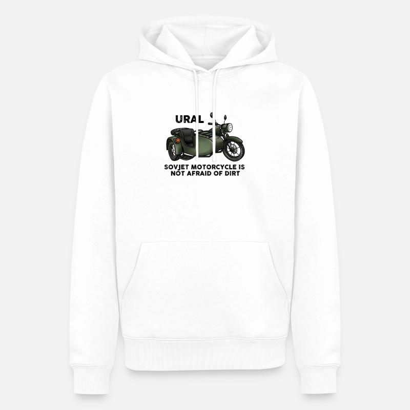 Idée de cadeau de l'équipe soviétique de cyclomoteur de moto de l'Oural - Sweat à capuche Premium bio Homme - blanc