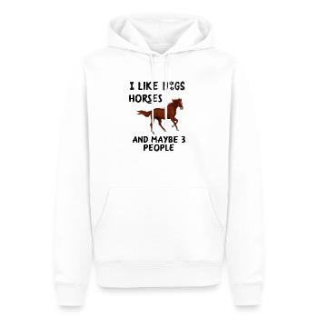 j'aime les chevaux, les chiens et peut-être 3 personnes - Sweat à capuche Premium bio Homme - blanc - Devant - Nico (187cm)