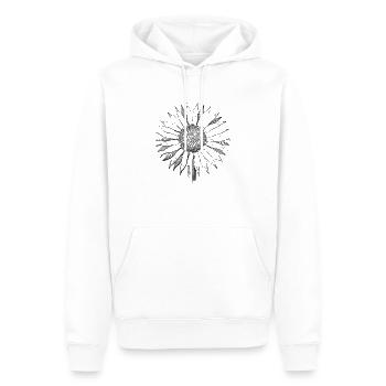 Tournesol, Fleur, Noir et Blanc, Dessin à la main - Sweat à capuche Premium bio Homme - blanc - Devant - Nico (187cm)