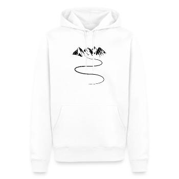 Mountains - path - skiing - hiking - trail - curves - Men’s Premium Organic Hoodie - white - Front - Nico (187cm)