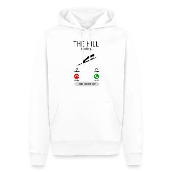 The hill is calling - Skispringen Skispringer - Männer Premium Bio Hoodie - Weiß - Vorne - Nico (187cm)