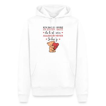 Du bist mein allergrößter Schatz Liebe Beziehung - Männer Premium Bio Hoodie - Weiß - Vorne - Nico (187cm)