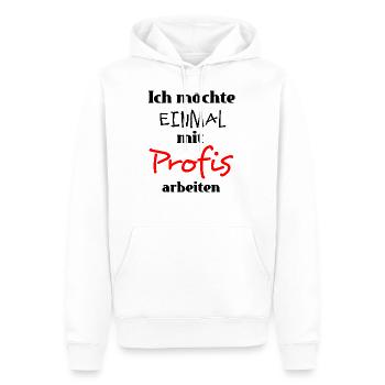 Ich möchte einmal mit Profis arbeiten Arbeit - Männer Premium Bio Hoodie - Weiß - Vorne - Nico (187cm)
