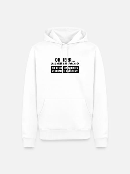 lustige Sprüche Herr lass Gras wachsen Rindviecher - Männer Premium Bio Hoodie - Weiß