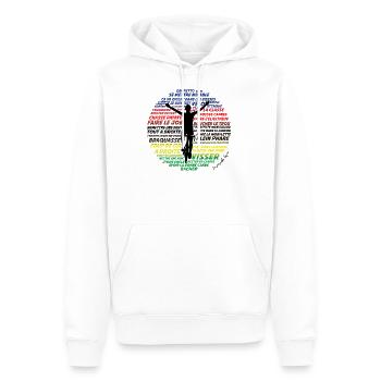 expressions cycliste - Sweat à capuche Premium bio Homme - blanc - Devant - Nico (187cm)