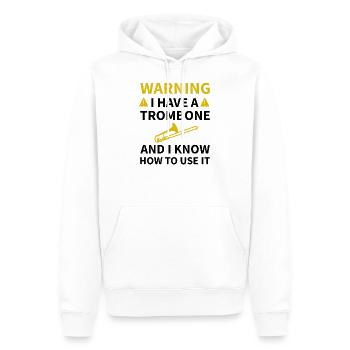 Geschenk für Posaunenspieler | Posaunist Posaune - Männer Premium Bio Hoodie - Weiß - Vorne - Nico (187cm)