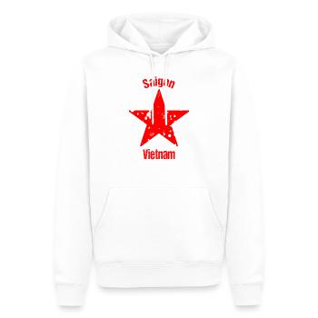 Saigon Vietnam Backpacker Voyage - Sweat à capuche Premium bio Homme - blanc - Devant - Nico (187cm)