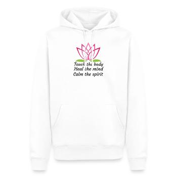 Masseuse Idée cadeau Massage thérapeute massage - Sweat à capuche Premium bio Homme - blanc - Devant - Nico (187cm)