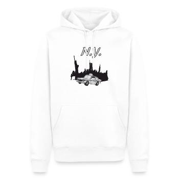 New York - Sweat à capuche Premium bio Homme - blanc - Devant - Nico (187cm)